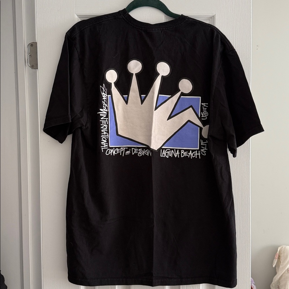 Stussy Black Tee with White Crown Graphic - Picture 2 of 2
